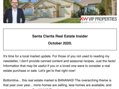 October 2020 Newsletter for Santa Clarita Real Estate