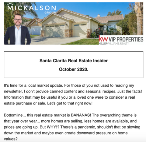October 2020 Newsletter for Santa Clarita Real Estate