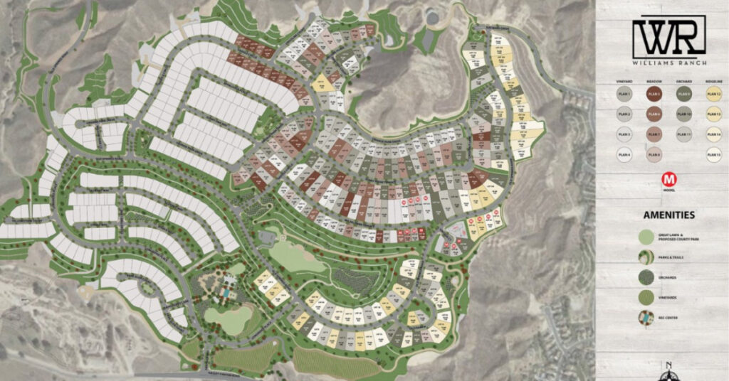 Williams Ranch site map, built in Castaic by homebuilder Williams Homes